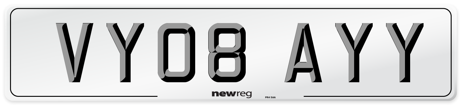 VY08 AYY Number Plate from New Reg